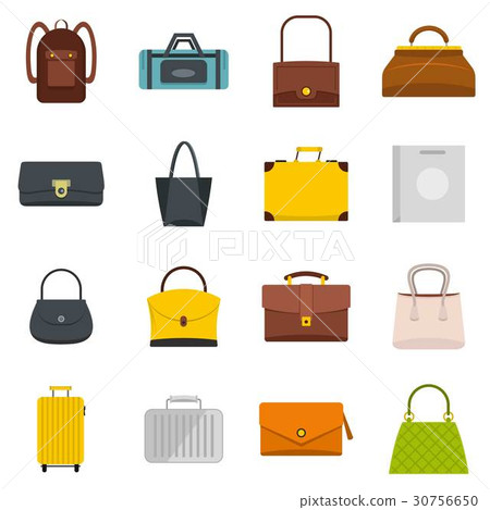 Bag baggage suitcase icons set in flat style 30756650