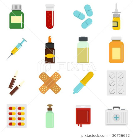 Different drugs icons set in flat style 30756652
