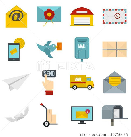 Poste service icons set in flat style 30756685
