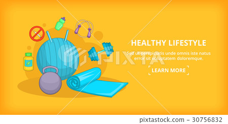 Fitness banner horizontal lifestyle, cartoon style Fitness banner horizontal lifestyle, cartoon style 30756832