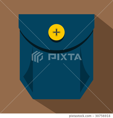 Blue jeans pocket with yellow button icon 30756918