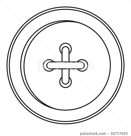 Round sewn button icon, outline style 30757085