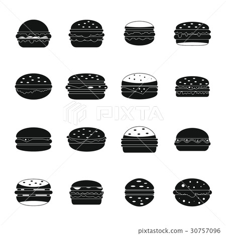 Burger icons set, simple style 30757096