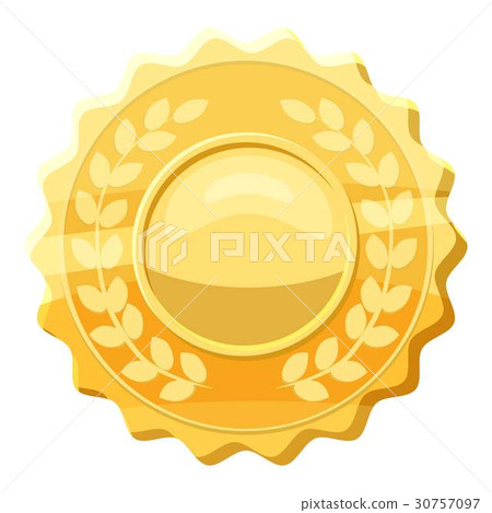 Gold medal with laurels icon, cartoon style Gold medal with laurels icon, cartoon style 30757097