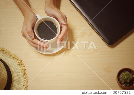 Coffe ,Cofee Bean on table 30757521
