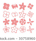Illustration set of hand-painted flowers and butterflies 30758960