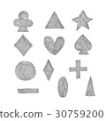 Handwritten symbols with pencils Various illustrations set 30759200
