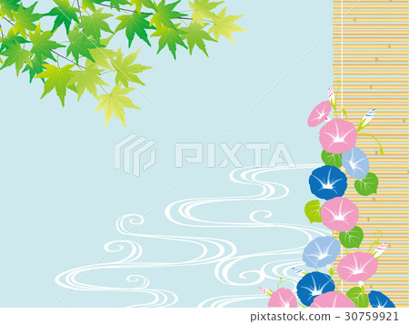 Summer background illustration blue maple morning glory Summer background illustration blue maple morning glory 30759921