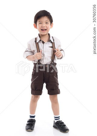 Asian child  standing on white background 30760356