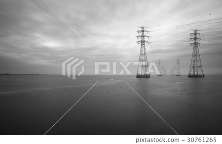 電力塔，Shihwa湖，安山市，京畿道 30761265