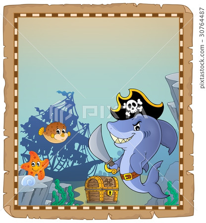 Parchment with pirate shark 2 Parchment with pirate shark 2 30764487