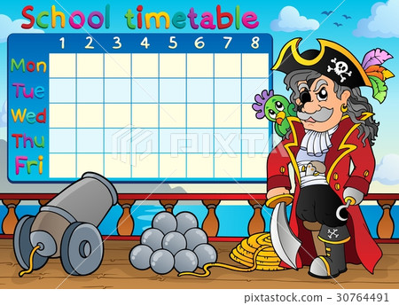 School timetable with pirate on ship 30764491