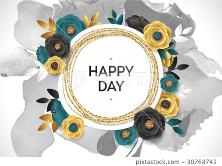 Rose Flower Poster Design. Grey Marble Texture Rose Flower Poster Design. Grey Marble Texture 30768741