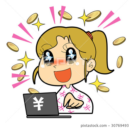Rose color future - A woman making money on a personal computer Rose color future - A woman making money on a personal computer 30769493