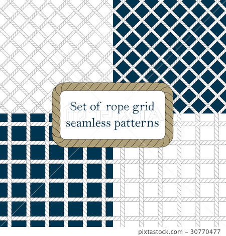 Set of nautical rope seamless fishnet patterns 30770477