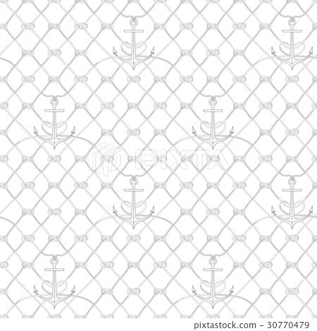 Nautical rope seamless fishnet and anchors pattern Nautical rope seamless fishnet and anchors pattern 30770479