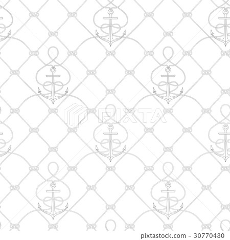 Nautical rope seamless fishnet and anchors pattern Nautical rope seamless fishnet and anchors pattern 30770480
