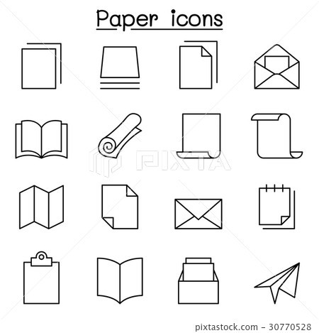 Paper icon set in thin line style 30770528