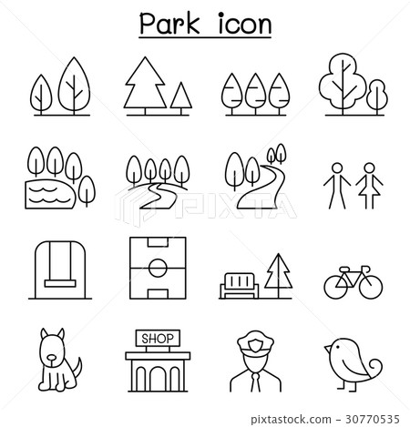Park icon set in thin line style 30770535
