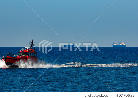 Red pilot boat 30770655