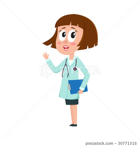 Comic female, woman doctor character with bob 30771318