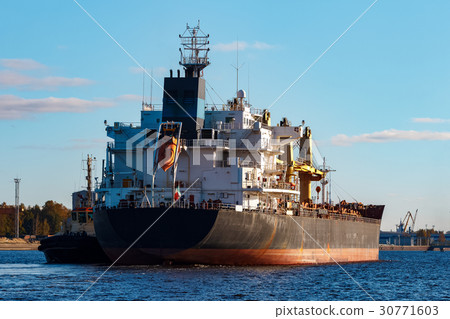 Black cargo ship Black cargo ship 30771603