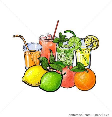Orange, grapefruit, lime, lemon juice and whole 30771676
