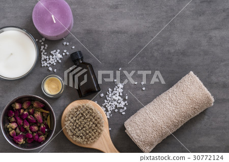 Organic spa cosmetic on stone background Organic spa cosmetic on stone background 30772124