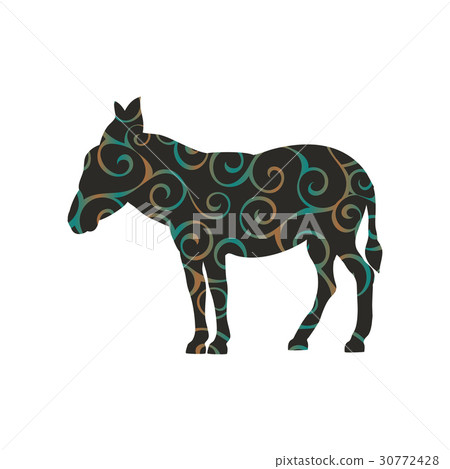 Donkey farm mammal color silhouette animal 30772428