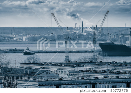 Blue cargo container ship 30772776