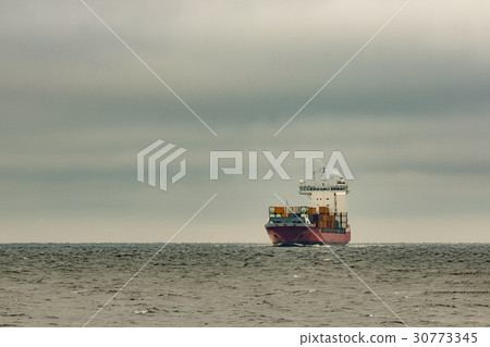 Red cargo container ship Red cargo container ship 30773345