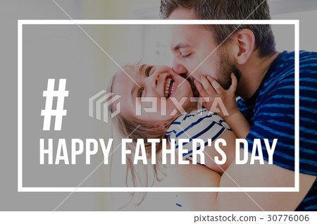 Hipster father kissing little daughter. Fathers 30776006