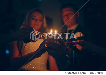 wedding couple candle restaurant night wedding couple candle restaurant night 30777091