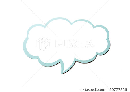 Speech bubble as a cloud with blue border isolated 30777836