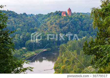 View on Turaida castle and Gauja valley in Sigulda View on Turaida castle and Gauja valley in Sigulda 30779317