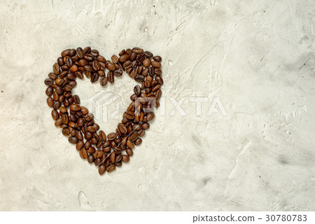 heart shape silhouette made from coffee beans heart shape silhouette made from coffee beans 30780783
