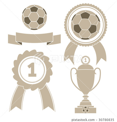 Soccer  icon. Ball, ribbon, award, cup.  30780835