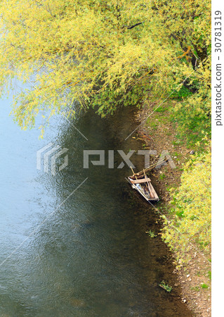 Dnister river and boat 30781319