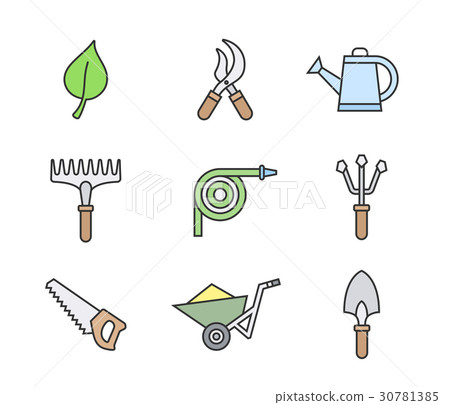 Gardening tools icons 30781385