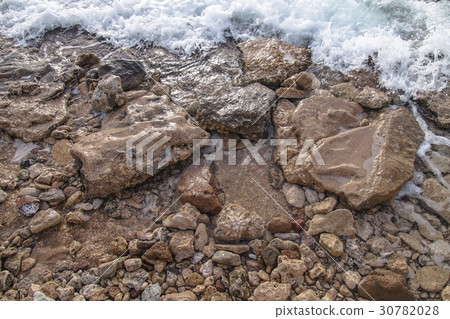 Morning surf. Sea wave with foam 30782028