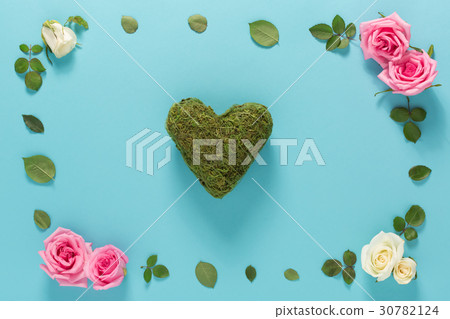 Heart with roses and leaves Heart with roses and leaves 30782124