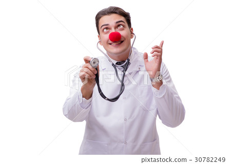 Funny clown doctor isolated on the white 30782249