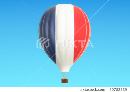 Hot air balloon with France flag, 3D rendering Hot air balloon with France flag, 3D rendering 30782289
