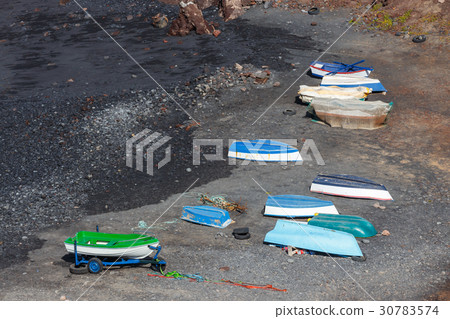 Green Lagoon at El Golfo with fishing boats 30783574