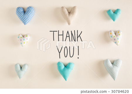 Thank You message with blue heart cushions Thank You message with blue heart cushions 30784620