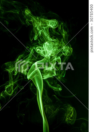 Green smoke movement on black background. 30785400