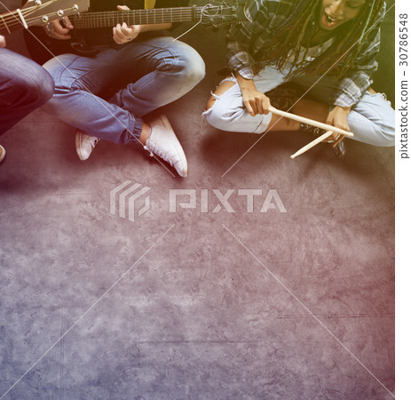 People Playing Guitar Rehearsal Band 30786548