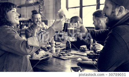 People Enjoy Food Drinks Party Restaurant People Enjoy Food Drinks Party Restaurant 30789031