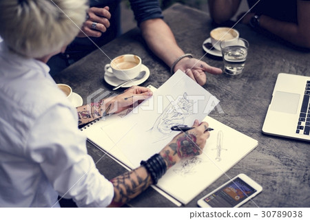 People Sit Cafe Relax Sketch Book 30789038