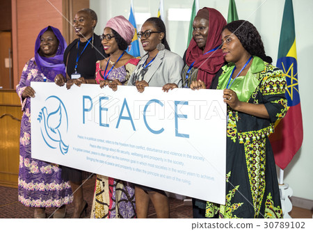 Diverse People Show Peace Board Placard 30789102